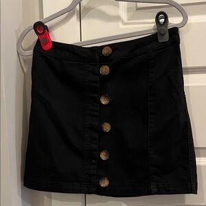 Free People Black Button-Front Mini Skirt
